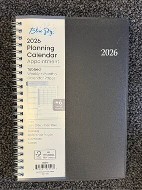 Blue Sky 2026 Weekly Monthly Appointment Planner Gray Tabbed Calendar NEW